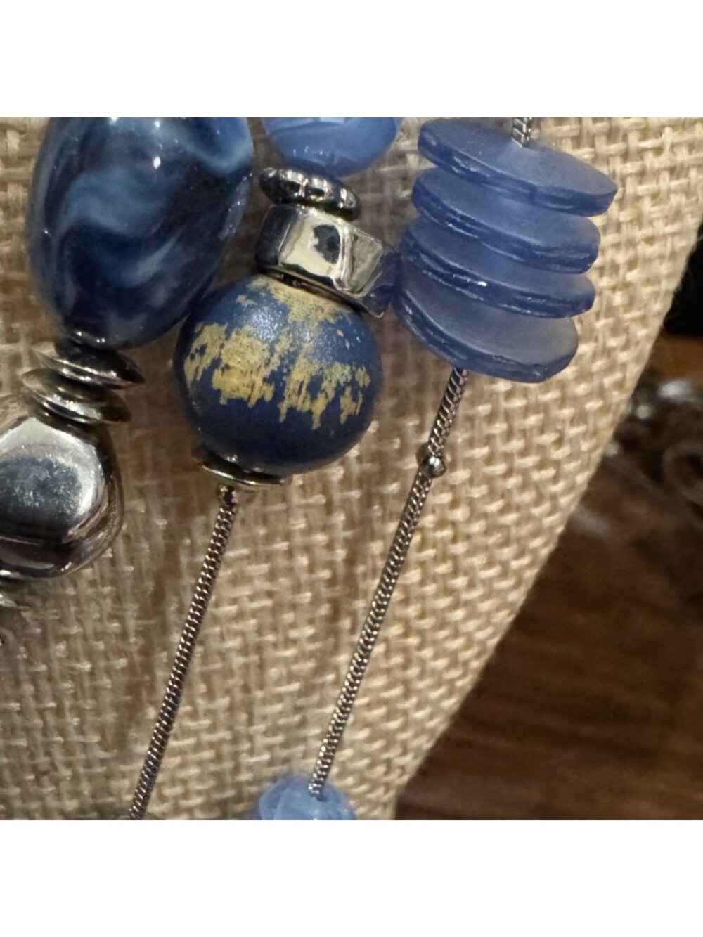 Chicos Blue Multi-Strand Necklace Bracelet & Earrings Set w Silver-Tone Accents - Picture 6 of 16